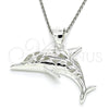 Dije Elegante 05.398.0045 Plata Rodinada, Diseño de Delfín, Pulido, Crudo