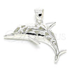 Dije Elegante 05.398.0045 Plata Rodinada, Diseño de Delfín, Pulido, Crudo