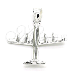Dije Elegante 05.398.0046 Plata Rodinada, Diseño de Avión, Pulido, Crudo