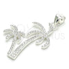 Dije Elegante 05.398.0047 Plata Rodinada, Diseño de Palmera, con Micro Pave Blanca, Pulido, Crudo