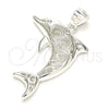 Dije Elegante 05.398.0049 Plata Rodinada, Diseño de Delfín, Pulido, Crudo