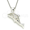 Dije Elegante 05.398.0051 Plata Rodinada, Diseño de Delfín, Pulido, Crudo