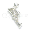 Dije Elegante 05.398.0051 Plata Rodinada, Diseño de Delfín, Pulido, Crudo