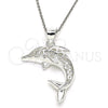 Dije Elegante 05.398.0053 Plata Rodinada, Diseño de Delfín, Pulido, Crudo