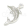Dije Elegante 05.398.0053 Plata Rodinada, Diseño de Delfín, Pulido, Crudo