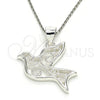 Dije Elegante 05.398.0055 Plata Rodinada, Diseño de Pajaro, Pulido, Crudo