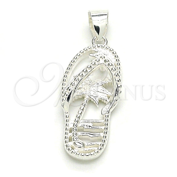 Dije Elegante 05.398.0056 Plata Rodinada, Diseño de Zapato y Palmera, Pulido, Crudo