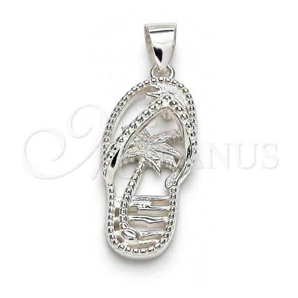 Dije Elegante 05.398.0056 Plata Rodinada, Diseño de Zapato y Palmera, Pulido, Crudo