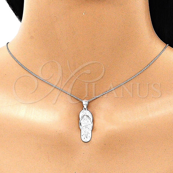 Dije Elegante 05.398.0057 Plata Rodinada, Diseño de Zapato y Tortuga, Pulido, Crudo