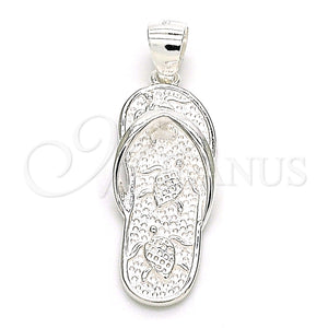 Dije Elegante 05.398.0057 Plata Rodinada, Diseño de Zapato y Tortuga, Pulido, Crudo