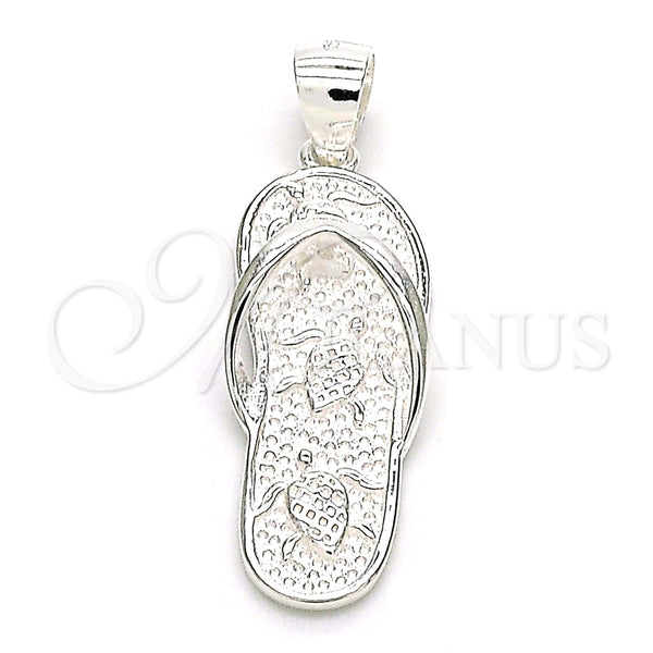 Dije Elegante 05.398.0057 Plata Rodinada, Diseño de Zapato y Tortuga, Pulido, Crudo