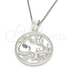 Dije Elegante 05.398.0060 Plata Rodinada, Diseño de Caballo de Mar y Concha, Pulido, Crudo