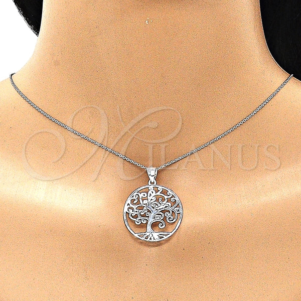 Dije Elegante 05.398.0061 Plata Rodinada, Diseño de Ãrbol, Pulido, Crudo