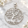 Dije Elegante 05.398.0061 Plata Rodinada, Diseño de Ãrbol, Pulido, Crudo