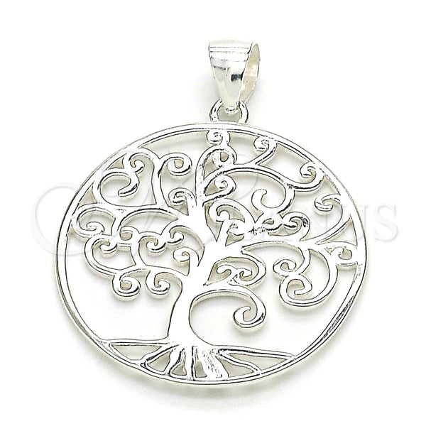 Dije Elegante 05.398.0061 Plata Rodinada, Diseño de Ãrbol, Pulido, Crudo