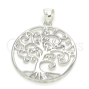 Dije Elegante 05.398.0061 Plata Rodinada, Diseño de Ãrbol, Pulido, Crudo