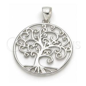 Dije Elegante 05.398.0061 Plata Rodinada, Diseño de Ãrbol, Pulido, Crudo