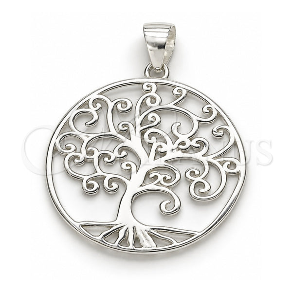 Dije Elegante 05.398.0061 Plata Rodinada, Diseño de Ãrbol, Pulido, Crudo