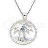 Dije Elegante 05.398.0062 Plata Rodinada, Diseño de Palmera, Pulido, Crudo