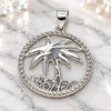 Dije Elegante 05.398.0062 Plata Rodinada, Diseño de Palmera, Pulido, Crudo