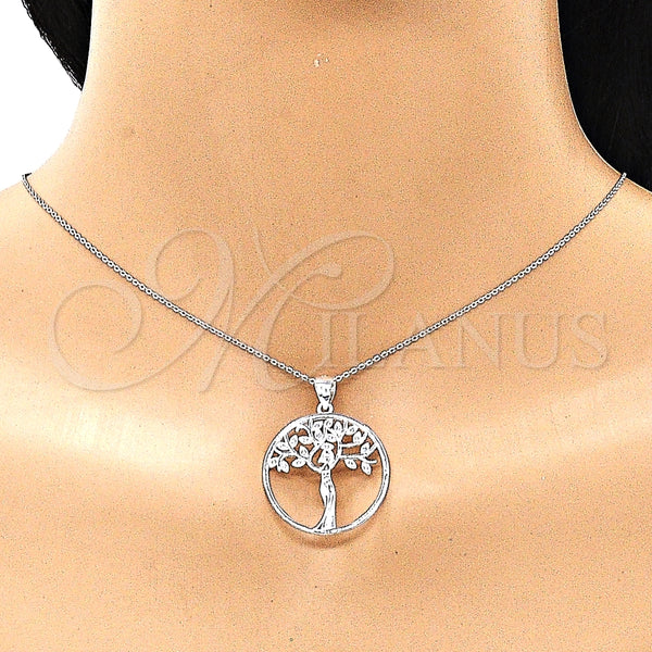 Dije Elegante 05.398.0063 Plata Rodinada, Diseño de Ãrbol, con Micro Pave Blanca, Pulido, Crudo