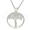 Dije Elegante 05.398.0063 Plata Rodinada, Diseño de Ãrbol, con Micro Pave Blanca, Pulido, Crudo