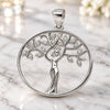 Dije Elegante 05.398.0063 Plata Rodinada, Diseño de Ãrbol, con Micro Pave Blanca, Pulido, Crudo