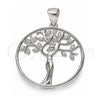 Dije Elegante 05.398.0063 Plata Rodinada, Diseño de Ãrbol, con Micro Pave Blanca, Pulido, Crudo