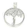 Dije Elegante 05.398.0063 Plata Rodinada, Diseño de Ãrbol, con Micro Pave Blanca, Pulido, Crudo