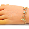 Pulsera de Dije 03.63.2230.08 Oro Laminado, Diseño de Corazón y Paperclip, con Blanca Cristal, Pulido, Tono Dorado (03 MM Thickness, 8 Inches Length)