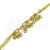 Pulsera de Dije 03.63.2232.08 Oro Laminado, Diseño de Elefante y Paperclip, con Blanca Cristal, Pulido, Tono Dorado (03 MM Thickness, 8 Inches Length)