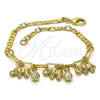 Pulsera de Dije 03.63.2232.08 Oro Laminado, Diseño de Elefante y Paperclip, con Blanca Cristal, Pulido, Tono Dorado (03 MM Thickness, 8 Inches Length)