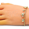 Pulsera de Dije 03.63.2233.07 Oro Laminado, Diseño de Corazón y Paperclip, con Blanca Cristal, Pulido, Tono Dorado (04 MM Thickness, 7 Inches Length)