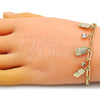 Pulsera de Dije 03.63.2235.08 Oro Laminado, Diseño de Búho y Paperclip, con Blanca Cristal, Pulido, Tono Dorado (04 MM Thickness, 8 Inches Length)