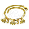 Pulsera de Dije 03.63.2238.08 Oro Laminado, Diseño de Elefante y Paperclip, con Blanca Cristal, Pulido, Tono Dorado (04 MM Thickness, 8 Inches Length)