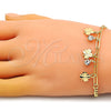 Pulsera de Dije 03.63.2242.07 Oro Laminado, Diseño de Trébol de Cuatro Hojas y Paperclip, con Blanca Cristal, Pulido, Tono Dorado (04 MM Thickness, 7 Inches Length)