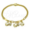 Pulsera de Dije 03.63.2242.07 Oro Laminado, Diseño de Trébol de Cuatro Hojas y Paperclip, con Blanca Cristal, Pulido, Tono Dorado (04 MM Thickness, 7 Inches Length)