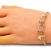 Pulsera de Dije 03.63.2243.07 Oro Laminado, Diseño de Mariposa y Paperclip, con Blanca Cristal, Pulido, Tono Dorado (04 MM Thickness, 7 Inches Length)