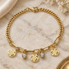 Pulsera de Dije 03.63.2244.08 Oro Laminado, Diseño de Tortuga y Paperclip, con Cristal Blanca, Pulido, Tono Dorado (Grosor 04 MM, 8 Pulgadas de Largo)