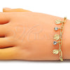 Pulsera de Dije 03.63.2245.07 Oro Laminado, Diseño de Ãrbol y Paperclip, con Blanca Cristal, Pulido, Tono Dorado (04 MM Thickness, 7 Inches Length)