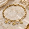 Pulsera de Dije 03.63.2245.07 Oro Laminado, Diseño de Ãrbol y Paperclip, con Cristal Blanca, Pulido, Tono Dorado (Grosor 04 MM, 7 Pulgadas de Largo)