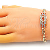 Pulsera Elegante 03.283.0220.08 Oro Laminado, Diseño de Candado y Corazón, con Blanca Micro Pave, Pulido, Tono Dorado (05 MM Thickness, 8 Inches Length)