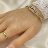 Pulsera Elegante 03.283.0220.08 Oro Laminado, Diseño de Candado y Corazón, con Blanca Micro Pave, Pulido, Tono Dorado (05 MM Thickness, 8 Inches Length)
