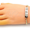 Pulsera Elegante 03.283.0221.08 Oro Laminado, Diseño de Corazón, con Blanca Micro Pave, Pulido, Tono Dorado (05 MM Thickness, 8 Inches Length)