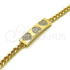 Pulsera Elegante 03.283.0221.08 Oro Laminado, Diseño de Corazón, con Blanca Micro Pave, Pulido, Tono Dorado (05 MM Thickness, 8 Inches Length)