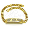 Pulsera Elegante 03.283.0221.08 Oro Laminado, Diseño de Corazón, con Blanca Micro Pave, Pulido, Tono Dorado (05 MM Thickness, 8 Inches Length)