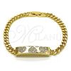 Pulsera Elegante 03.283.0221.08 Oro Laminado, Diseño de Corazón, con Blanca Micro Pave, Pulido, Tono Dorado (05 MM Thickness, 8 Inches Length)