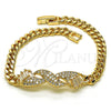 Pulsera Elegante 03.283.0226.07 Oro Laminado, Diseño de Baguette, con Blanca Micro Pave, Pulido, Tono Dorado (05 MM Thickness, 7 Inches Length)