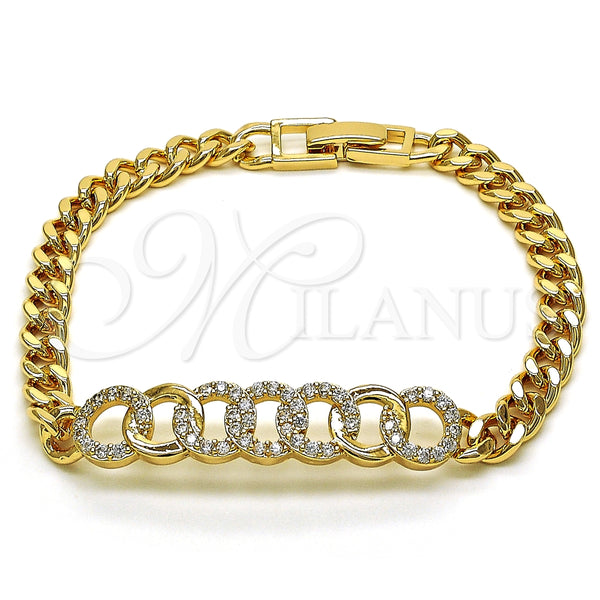 Pulsera Elegante 03.283.0234.08 Oro Laminado, con Blanca Micro Pave, Pulido, Tono Dorado (06 MM Thickness, 8 Inches Length)