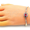 Pulsera Elegante 03.283.0238.07 Oro Laminado, con Multicolor Zirconia Cubica, Pulido, Tono Dorado (03 MM Thickness, 7 Inches Length)